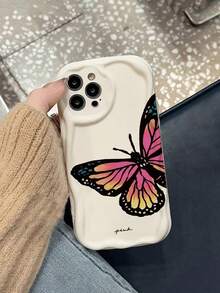 Butterfly Cream Swirl Wavy Edge Beige Minimalist Shockproof Thick Phone Protective Case With Printed Design, Compatible With IPhone 17/17 Pro, 15/16 Pro Max, XR/7/8, 15 Pro Max, 12 Pro Max, 13 Pro Max, 14 Pro Max, 13, 14, 11, 12P, 14P, 11P, 12P, XS, XR, 7/8P, 7/8 GES2, Compatible With A13 4G, A22, A21S, A51 4G, A52, S22 Ultra, A33 5G, Compatible With Redmi 10, Redmi Note 11 4G, Redmi 11 Lite, A53, TPU A14/A23/S23 Ultra, S24, A14, A15, S23, A73, Redmi Phone Cases - Multicolor - View 3