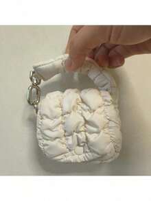 迷你褶皱云朵包 时尚百搭零钱包 耳机包 秋冬挂件小包 - 白色 - 查看 6