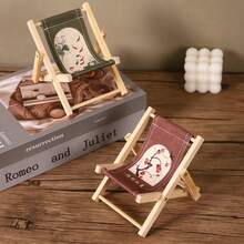 1件装木质沙滩椅手机支架，桌面平板电脑支架，摄影道具 - 推荐作为节日礼物、生日礼物、情人节礼物、完美礼物、送给她的礼物 - 彩色 - 查看 3