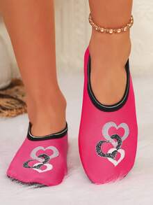 Pantuflas casuales para interiores de mujer, de moda, silenciosas, antideslizantes, adecuadas para el hogar, la danza y el yoga - Rosa Fucsia - Ver 1