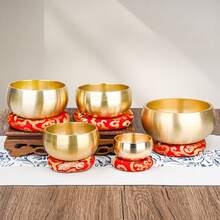 High-Quality Nepalese Singing Bowl, Gold-Colored Double-Sided, Meditation Bowl For Relaxation, Suitable For Yoga, Spiritual Practice, Stress Relief, Can Be Given As A Small Gift, Handcrafted Meditation Sound Bowl For Yoga, Meditation And Spiritual Healing - Multicolor - View 2