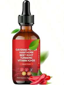 Cayenne Pepper Supplement Liquid Drops + Hawthorn Berry, Vitamin D3 K2 Organic Beet Root Powder, Ceylon Cinnamon, Turmeric Curcumin, Panax Ginseng MudetHom Aeluro Cavenne Pepper Extract, Aeluro Cayenne Drops 60ml Cayenne Pepper Drops (1pcs) - 1 - Xem 8
