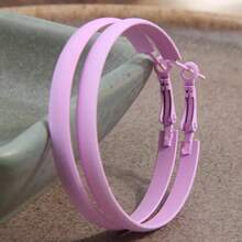 1 Pair Fashionable Glossy Neon Color Hoop Earrings, Suitable For Women's Daily Wear - One Size - View 6
