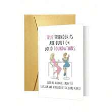 1 Pc Funny Best Friend Birthday Greeting Card Her Humorous Friendship Design Female Friend Bestie BFF Soulmate Friends Family Couples Colleagues Birthday Thanksgiving Wedding Parties Any Occasions Use As Card Birthday Card Invitation Card Thank You Card Card With Matching Envelope - Nhiều màu - Xem 2