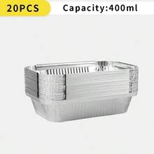 20 件装多尺寸多款式铝箔外卖托盘，带塑料或纸质盖子的一次性食品容器，用于食品储存 - 铝箔盘非常适合烘焙、加热、储存、备餐