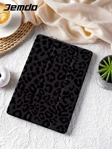 Cheetah,Leopard Print 1pc Black Leopard Print Tablet Protective Case With Pen Slot, Anti-Drop, Support Sleep/Wake, Compatible With Samsung, And IPad - 多色-2 - 查看 2