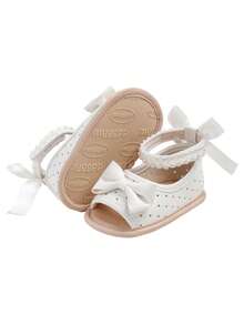婴儿男女童夏季凉鞋派对婚礼礼服平底鞋新生儿学步鞋学步鞋0-18个月 - 白色 - 查看 6