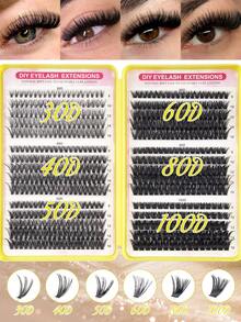 570pcs Individual Lashes Eyelash Book Clusters Extensions False Eyelash DIY At Home Cluster Eyelash - Black - View 2