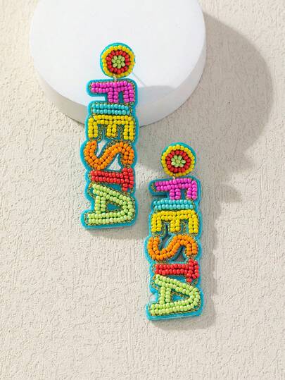 WinLeaf 1 Pair Carnival Celebration FIESTA Letter Dangle Earrings For Women, Party Accessories
