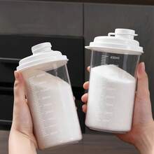 1pc Household Airtight Storage Canister, Large Capacity White Sugar Jar, Refrigerator Cold Brew Cup With Lid, Leak-Proof, Portable Soy Milk Cup, Tumbler - White - View 1