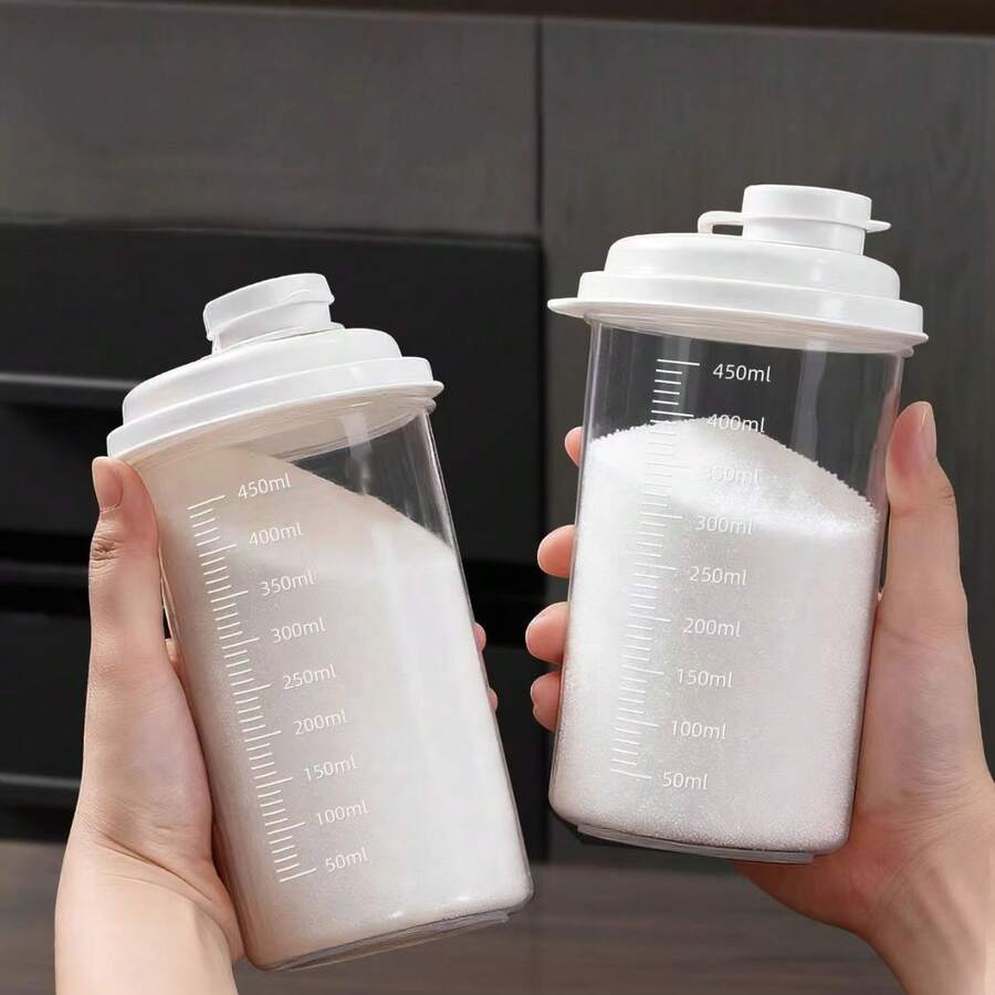 1pc Household Airtight Storage Canister, Large Capacity White Sugar Jar, Refrigerator Cold Brew Cup With Lid, Leak-Proof, Portable Soy Milk Cup, Tumbler - White - View 1