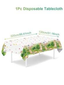 1pc Easter Bunny Tablecloth Table Cover, 220*130cm Disposable Plastic Tablecloth With Bunny Egg & Flower Design, Baby Shower Party Decor,Gender Reveal Party Decor,Easter Decorations For Home,Easter Egg Hunt Party Supplies,1st Birthday Decorations, Baby Shower Supplies, Baby Party Supplies,Home Decor,Room Decor,Table Decoration,Tabletop Decor,Easter Bunny Decoration - Multicolor - View 8