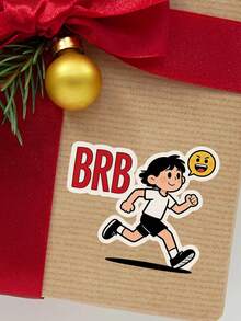 1pc BRB Funny Sticker - Cartoon Character Running Design, Add Personalized To Your Helmet, Laptop, Notebook Or Water Bottle! - Multicolor - View 10