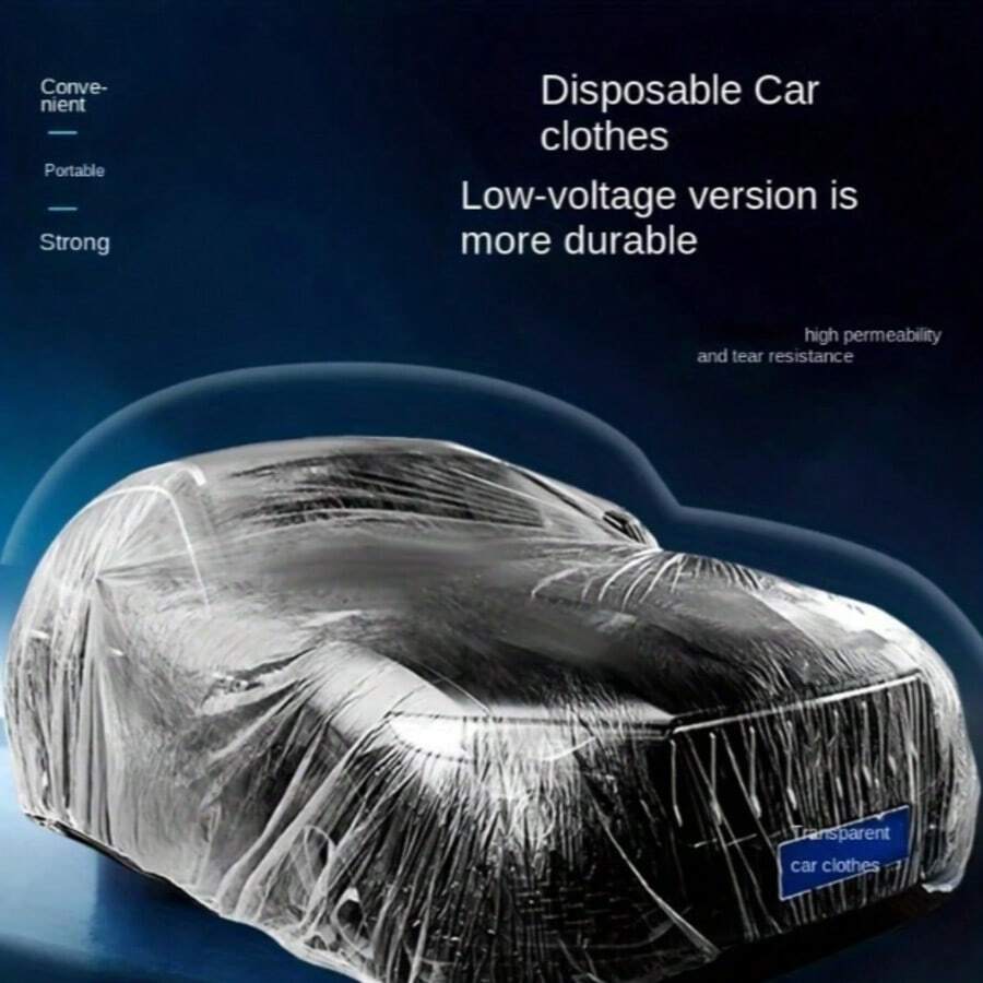 Universal Full Vehicle Cover - Disposable PE Protective Dust And Rain Shield For Hatchback Cars, High Permeability, Convenient - A - View 1