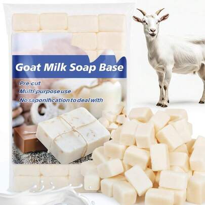 Goat Milk Soap Base - 430g(0.95lb) Pre-Cut Melt And Pour Soap Base With Glycerin & Organic Nourishing Oils, Moisturizing Ingredients For Homemade Soapmaking