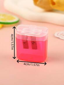 [Customization] 1pc Personalized Double Headed Pencil Sharpener, Customized Double Hole Pencil Sharpener With Different Sizes Of Holes, Eyebrow Pencil Sharpener, Suitable For Back To School Learning Supplies During The New Semester - Multicolor - View 2