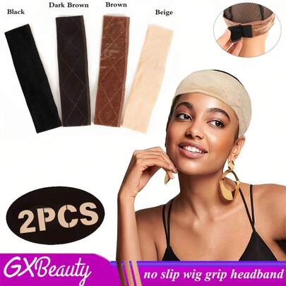 2 Packs Wig Grip Band For Women Girls,Wig Accessories For Women,Elastic Bands For Wig,Adjustable Velvet Wig Band For Keeping Wigs In Place, No-Slip Wig Grip Headband