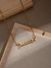 1pc Customized Name Necklace With Butterfly, Personalized Butterfly Name Necklace, Fashionable Stainless Steel Name Necklace Couple Nameplate Gift, Valentine's Day Gift, Christmas Gift, Mother's Day Gift - Silver+Style 6 - View 4