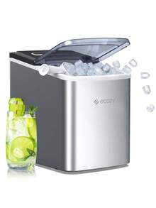 Máquina de Hielo, 9 Cubos Listos en 6 Minutos hasta 12kg por Día, Autolimpieza con Bolsas de hielo y Cuchara de Pie, Acero Inoxidable - por defecto - Ver 1