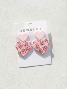 1 Pair Heart & XO Doodle Acrylic Pendant Earrings For Women, Romantic Gift For Date, Wedding, Party - Multicolor - View 14