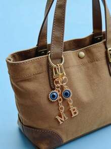 Evil Eye Keychain With Blue Eye Charm & Initials (A-Z) - Golden-Tone Rhinestone-Encrusted Protection Talisman, Durable Metal-Like Letters For Women, Car Keys, Personalized Pendants, Bag Accessories, Key Accessories,,Ideal For Birthday, Graduation, Wedding Gifts, Backpack And Car Key Decor, Friendship Day Present, Decorative Keyring,Valentine'S Day Gifts, Recent Holiday Gifts,Suitable Gifts For Family, Friends, Colleagues, And Classmates - Multicolor - View 7