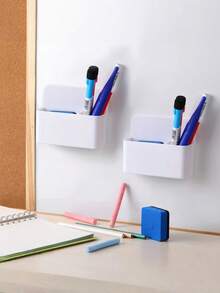 1个磁性马克笔架和铅笔收纳盒,可擦写马克笔,适用于白板、冰箱、教室、办公室 - 兼容磁性板、储物柜、冰箱。磁性干擦马克笔架笔盒,大容量隔层,磁吸式设计,可收纳马克笔、钢笔、铅笔,适用于冰箱、白板、储物柜等,返校季必备。 - 彩色 - 查看 4