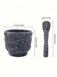 1件装花岗岩纹理蒜蓉压榨器，研钵和研杵，蒜蓉研磨器，辣椒粉研磨器，手动蒜蓉器，塑料胡椒研磨器，厨房胡椒研磨器，厨房小工具，厨房用品 - 深灰色 - 查看 2