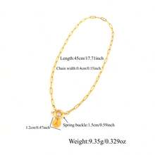 1件新款经典字母吊坠弹簧扣金色不锈钢回形针链项链，女士款 - 金黃色圓形鏤空字母 - 查看 2