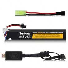 Tosiicop Airsoft Gel Blaster Battery - 11.1V 3500mAh Airsoft Lipo Batteries For Water Bead Splat Ball Splatter With Mini Tamiya Connector To -2P Plug Rechargeable Charging CableFull Of Fun - 如圖所示 - 查看 2