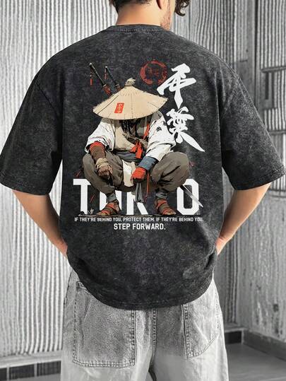 Fractyr Fractyr T-shirt à manches courtes minimaliste avec imprimé de figure à la mode pour hommes Tenue de rue décontractée tout-aller