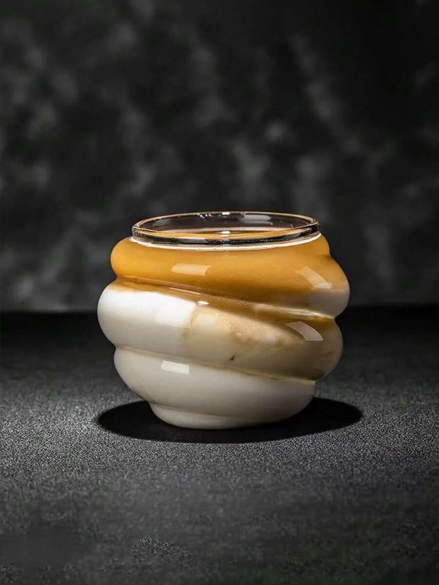 250ml Niche Design Circle Glass Cup, Personalized, Heat-Resistant Water Mug, Iced American/Latte Coffee Cup, Special Beverage Cup - Clear - View 1