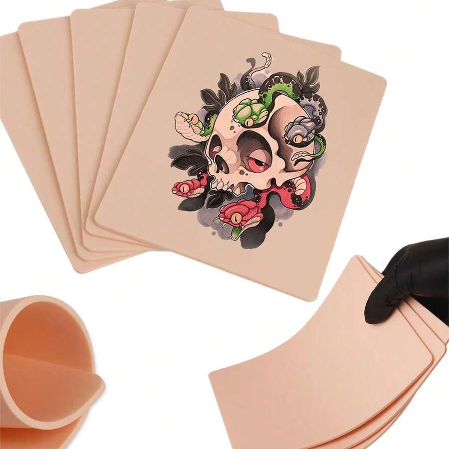3mm Thick Tattoo Practice Skin, Small Blank Silicone Tattoo Practice Skin, Double-Sided Eyebrow And Body Tattoo Practice Skin, Tattoo Products Suitable For Beginners And Tattoo Artists - Multicolor - View 1