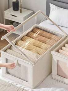 可视衣物收纳箱，牛津布材质，家用布料，大号阳台收纳箱，衣柜收纳箱，带盖收纳箱 - 彩色 - 查看 8