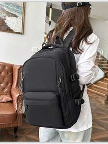 简约女士背包，新款纯色书包，大容量旅行背包，适合大学生/高中生/初中生，休闲旅行包 - 彩色 - 查看 7