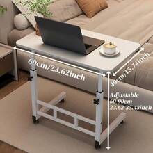 Mobile Lift Table, Computer Desk, Adjustable Height, With Wheels Bedside Computer Desk, Sofa Side Table, Two Sizes Available, Suitable For Bedroom, Dormitory Laptop Stand, Lazy Office Desk, Coffee Table, Gift - 白色 - 查看 2