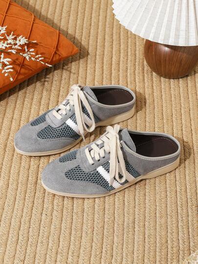 Women's Slip-On Mules, New 2026 Spring/Summer Outdoor Flat Sandals, Fashionable Slouchy Flat Shoes, Plus Size 41-43