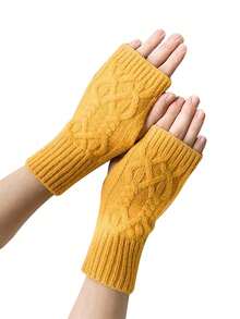 INNNEVV 1双女士半指手套，可爱竖条纹针织露指手套，适合学生、写作，韩版风格，冬夏皆宜 - 彩色 - 查看 12