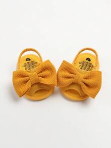 Infant Infant Girls Summer Sandals With Flower Soft Sole Newborn Toddler First Walker Crib Dress Shoes - Yellow - View 8