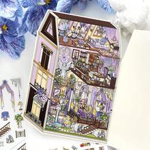 3张/包 精致剪纸风景贴纸，适用于装饰相框、电脑、手机壳、杯子、杂志、铅笔盒、行李箱和桌面，个性化贴纸，学习用品，圣诞礼物，女士礼物，创意贴纸，手账装饰，可爱文具贴纸，手工工艺品 - 彩色 - 查看 2