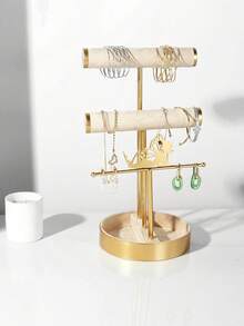 1pc Dual-Layer Jewelry Display Stand, Bracelet Holder, Necklace Organizer, Jewelry Display Rack For Showcase, Flea Market , Makeup Room Decor - Apricot - View 11