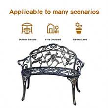 ASDF-JARDIN DE CENTENNIAL - Banco de Metal para Patio jardín Muebles de Aluminio Fundido para Exteriores con Rosa Floral para Patio Parque césped Patio Cobre - Cobre - Ver 3