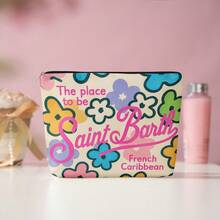 1 Makeup Bag, St. Barth Floral Postcards, A Stylish Wallet With A Zipper, A Snack Bag For Work, A Skincare Product Storage Bag, A Makeup Pouch With Double-Sided Printed Patterns - A Student Stationery Organizer - A Holiday Gift - 9.25*6.89 英寸 - 查看 7