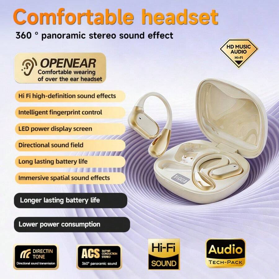 NEW SENYANG Senyang True Wireless On-Ear Căști Bluetooth Sport Confortabile Agățate Căști Video TWS HIFI Dolby Bass ACC Stereo HD Căști de Apel Pentru Android Pentru iPhone Telefon Mobil Gming Earphones Căști Inteligente Pentru Cadou de Ziua Îndrăgostiților - Negru - Vizualizare 1