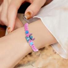 Nuevo Brazalete tejido popular con diseño azul de Stitch, pulsera trenzada hecha a mano de dibujos animados y anime - Multicolor - Ver 6