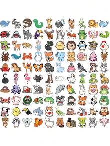 100pcs Cartoon Animal Stickers, Cute Graffiti Style, Suitable For Laptop, Luggage, Computer, Scrapbook, Stationery, Phone And Children's Toy Gifts - Multicolor - View 4
