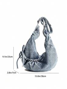 High-Quality Plaid Drawstring Dumpling Bag, Multifunctional Daily Commute Shoulder Crossbody Bag, Fashionable & Distinctive Design - Blue - View 11