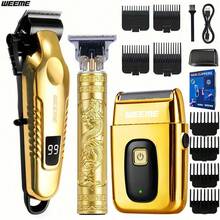 WEEME Herren Pflege-Set (3 Stücke/2 Stücke/1 Stück) - T-Klinge Trimmer, Bartschneider und Elektrischer Haarschneider - Scharf, Kabellos, USB aufladbar, Multifunktions-Set, geeignet für Zuhause und Reisen - Perfektes Geschenk zum Vatertag, Weihnachten oder für die tägliche Pflege - Gold - Übersicht 12