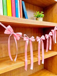 6pcs/12pcs/24pcs Pink/White Bow Ribbons, Suitable For Holiday Parties, Ribbons, Bows, Mother's Day Fashion Decor, Daily Party Supplies, Valentine's Day Decor, School Decor - Multicolor - View 1