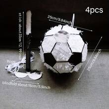 Bộ 4 món đồ chơi đập piñata 3D hình bóng đá kèm dây ruy băng, quà tặng trò chơi bất ngờ cho tiệc sinh nhật – Bao gồm piñata thủ công tinh xảo, bịt mắt, gậy và dùi đập piñata theo chủ đề Mexico. - Nhiều màu - Xem 7