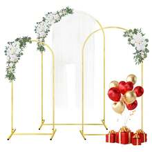 3Pack Metal Arch Backdrop Stand(7.2FT/6.6FT/6FT), Decorative Balloon Arch Stand, Easy Assembly Gold Wedding Arch, Stable Backdrop Arch Stand For Wedding Ceremony, Birthday Party, BabyShower - 金色 - 查看 4